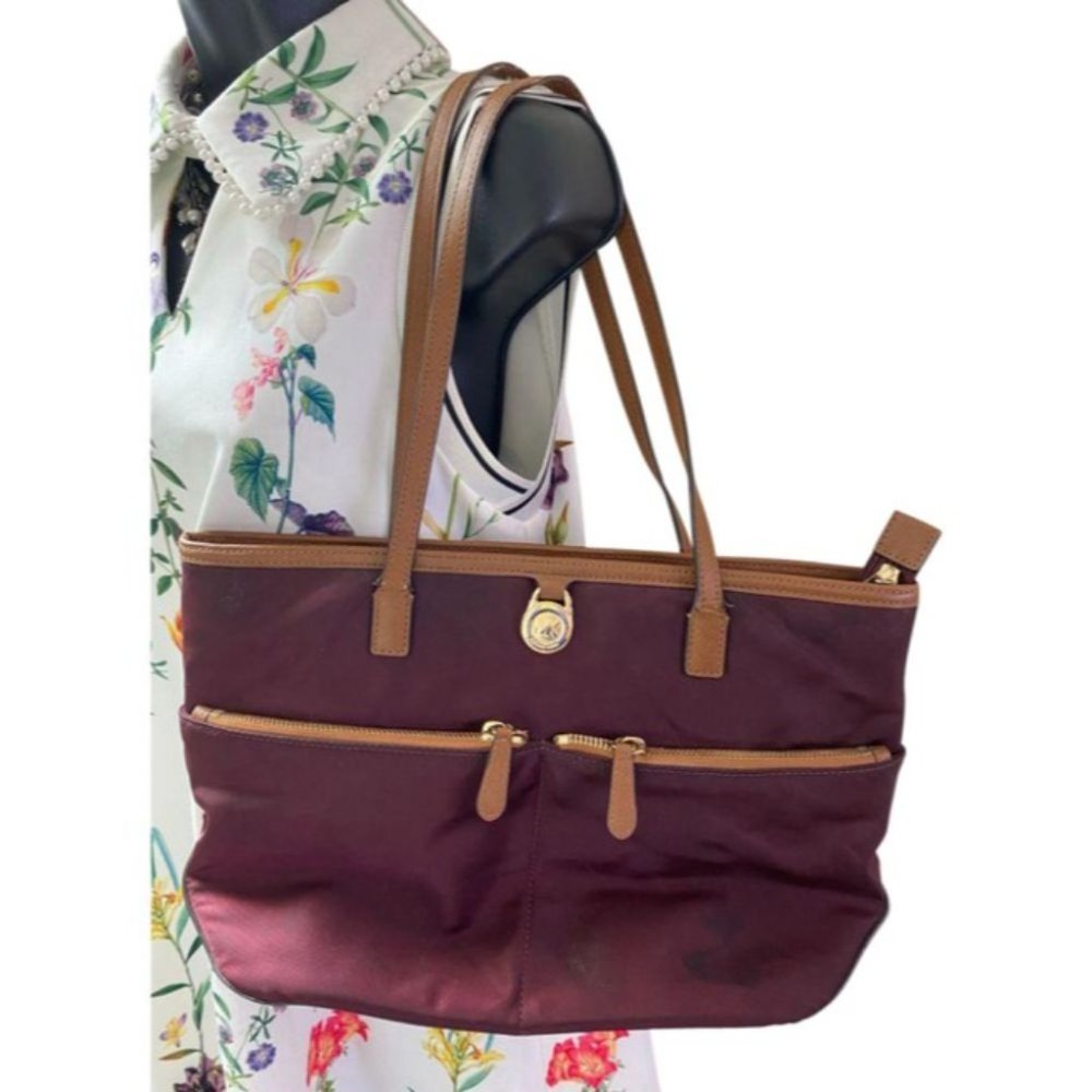 Michael Kors Maroon Nylon Tote Bag